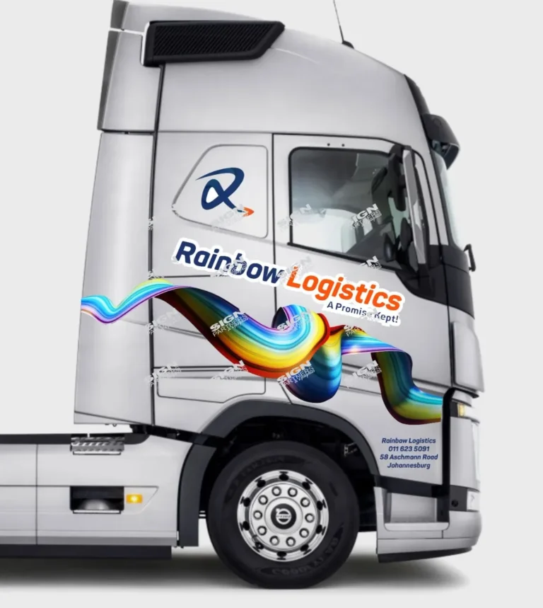 Truck branding design with rainbow ribbon graphic by Signpartners