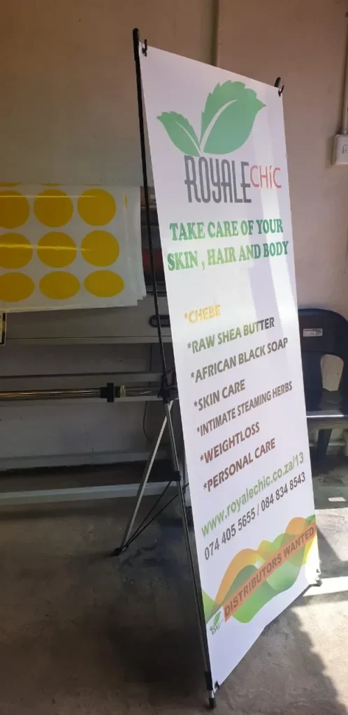 Printed X-banner for a beauty brand by Signpartners