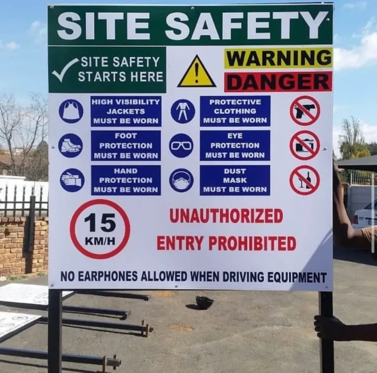 Construction site safety board made by Signpartners